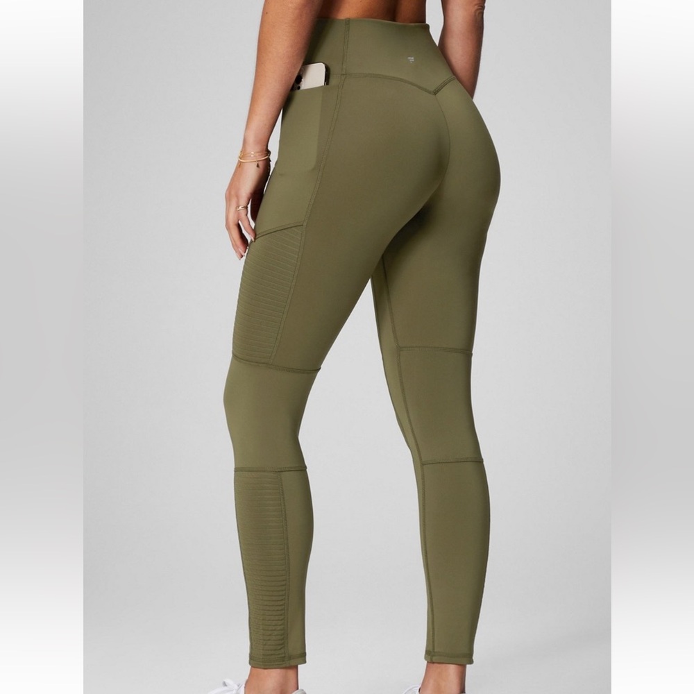 Fabletics | Motion 365+ High-Waisted Moto Leggings Dark Moss XL (12-14)